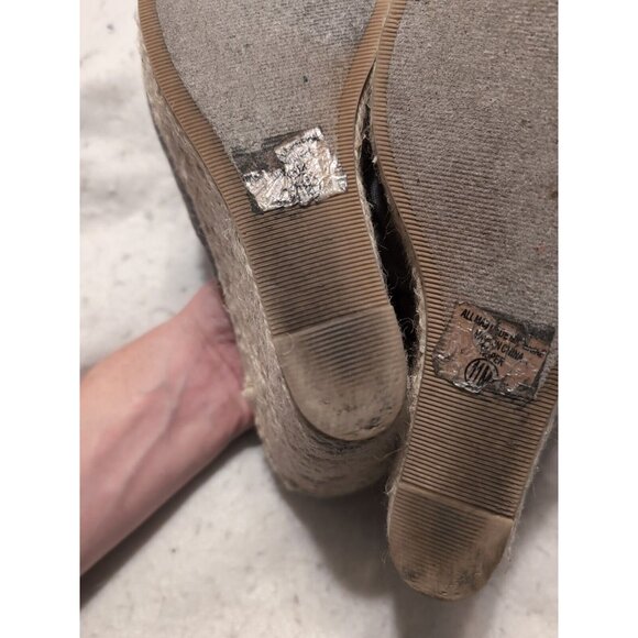 Y Not? gray canvas slingback espadrille platform 4in wedge sandal size 11 - Picture 9 of 10